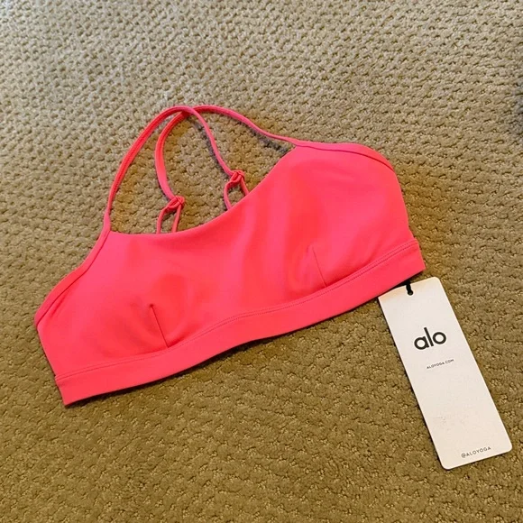 Alo Airlift Intrigue Bra Fluorescent Pink Coral S - Picture 4 of 6